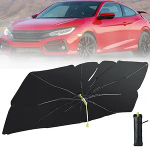 Universal for Volkswagen Passat Magotan Tiguan L Touareg Lavida Sagitar Tiggo 2 in 1 Car SUV Windshield Sun Shade Cover Umbrella With Safe Hammer, All Season Waterproof Foldable Car Umbrella Sunshade Car Windshield Cover for Summer, 54 x 30 Inch