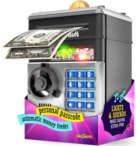 Electronic Piggy Bank with Password Lock | Large Capacity Coin Bank & Bill Slot for Kids and Adults.Fun Money Saver Gift& for Boys Girls Ages 3-15 Black &Pink