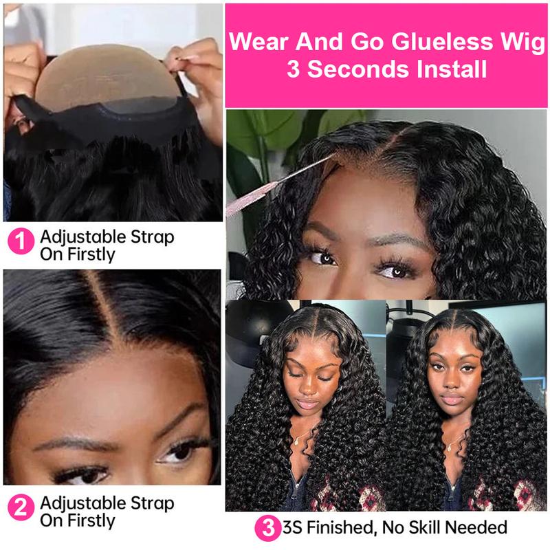 Bling Hair Glueless Wigs Human Hair Pre Plucked Pre Cut 13x4 13x6 Deep Wave Lace Front Drawstring Wigs Human Hair for Women 6x4 5x5 HD Lace Closure Wigs with Elastic Drawstring 180% Density Natural Color
