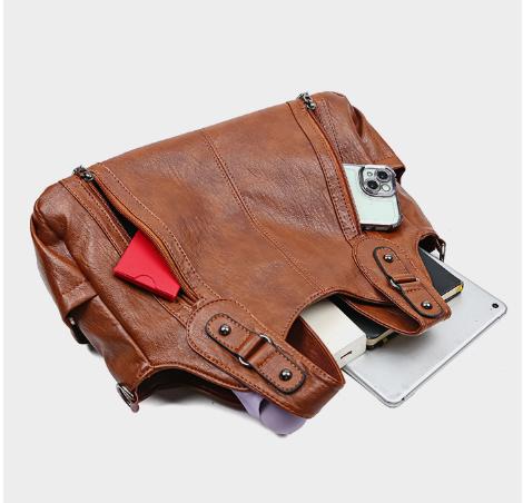 Women's Leather Tote Bag, Soft-Leather Hobo Bag,Fashionable Large-Capacity Shoulder Bag,Slouchy Crossbody Bag. Suitable for daily use and casual trendy commuting.