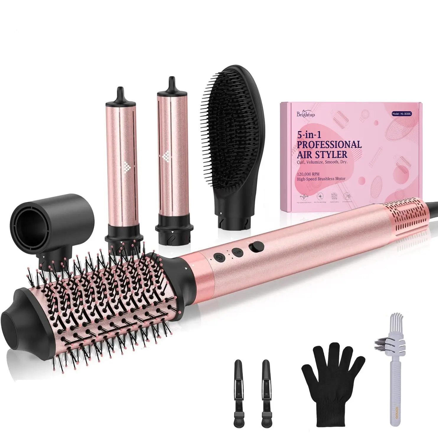 Brightup 5 in 1 Professional Hot Air Styler,110,000 RPM Multi-Styler,Easily Create Curly/Straight Hair Comfort Christmas Gifts Holiday Gift MothersDayGift tiktokshopspringglowup summerwins,summerwins,dorm essentials tiktokshopbacktoschool