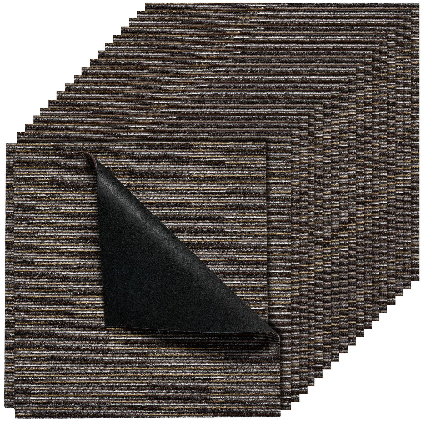 【SummerFinds】VEVOR Carpet Tiles Reusable 24x24 inch,  24 PCS Modular Carpet Square Rug, Commercial Floor Soft Padded for Seamless Cover 96sq.ft, Easy DIY for Living Room Bedroom Office Indoor,Gray & Brown