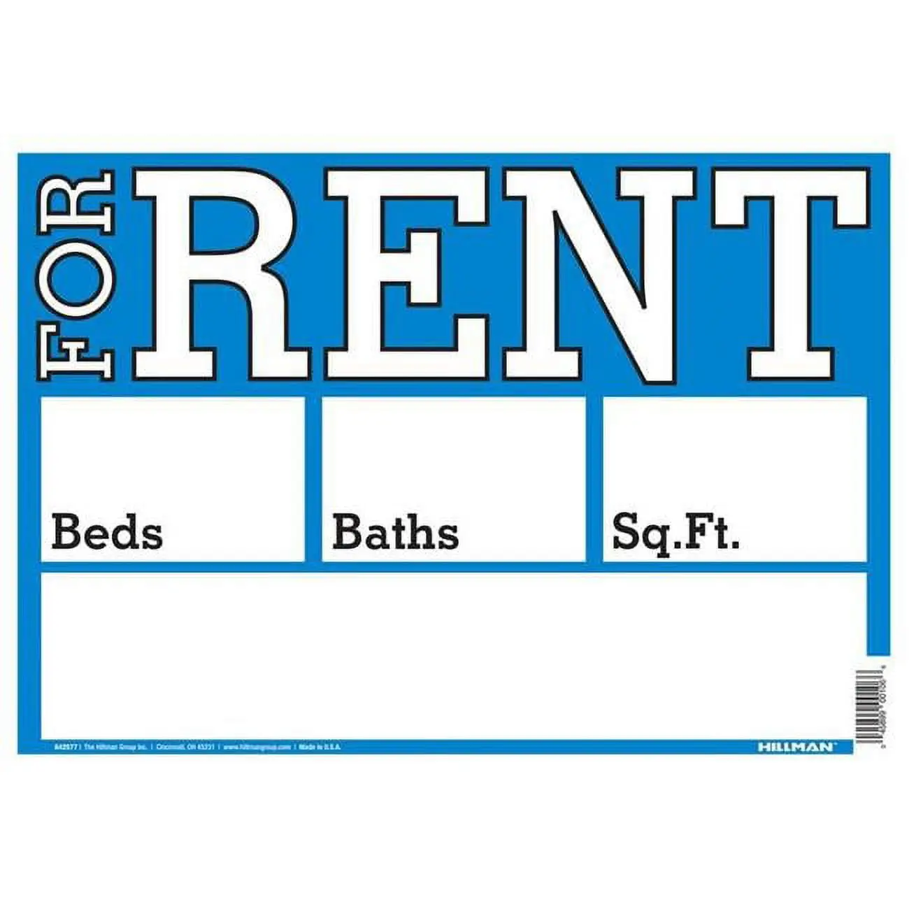 Hillman Group RSC 5028967 Modern Rectangular Durable Rent Sign, 10x14 in, English Text, English Blue, Office Stationery Home Supplies (Pack of 6), None