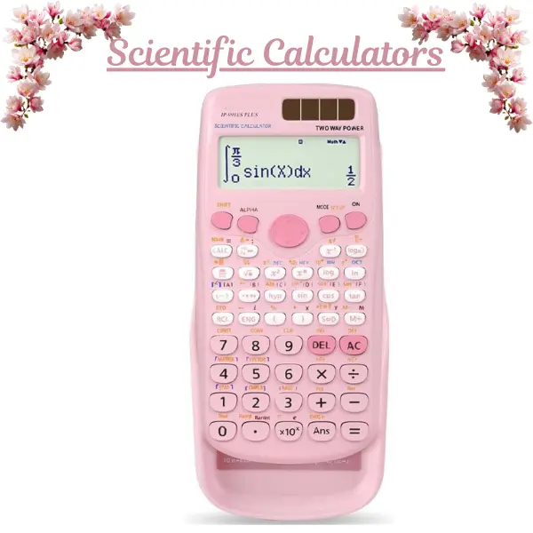 Pink Scientific Calculator 417 Functions | Solar Desktop Math Calculator for School & College | Exam-Ready Algebra Calculator | Cute School Supplies Must Have for Students