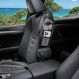 Black Multi-Pocket Car Seat Organizer with Mesh Pockets - Versatile Hanging Storage for Phones, Wallets, Glasses - Durable Polyester, Hand or Dry Clean - Fits Cars, SUVs, Trucks