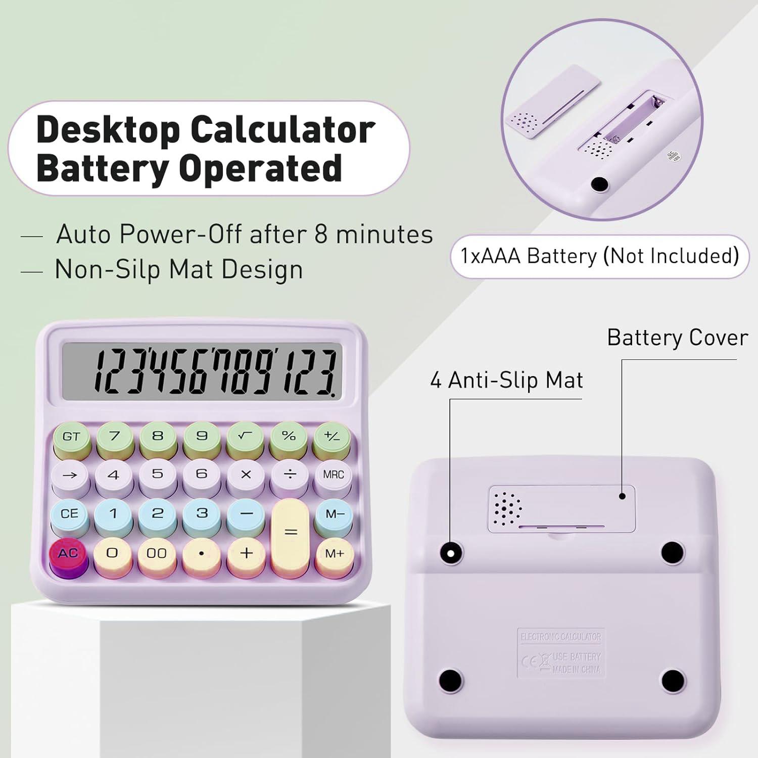 【FaddishDeal】Calculator with display, 12-bit large button, easy to use automatic off desktopcalculator at home, office and school, dopamine calculator Springtok.