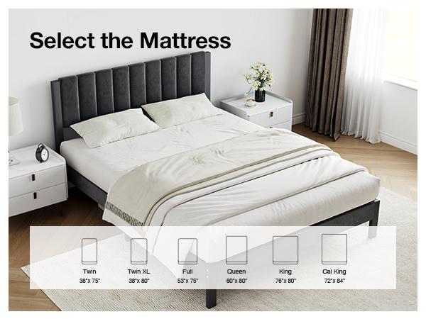 Novilla Bed Frame with Piano Keys Headboard and Footboard, Metal Platform Bed Frames Twin/Full/Queen/King Size, No Box Spring Needed, Easy Assembly, Steel Slats Support,Holiday Haul