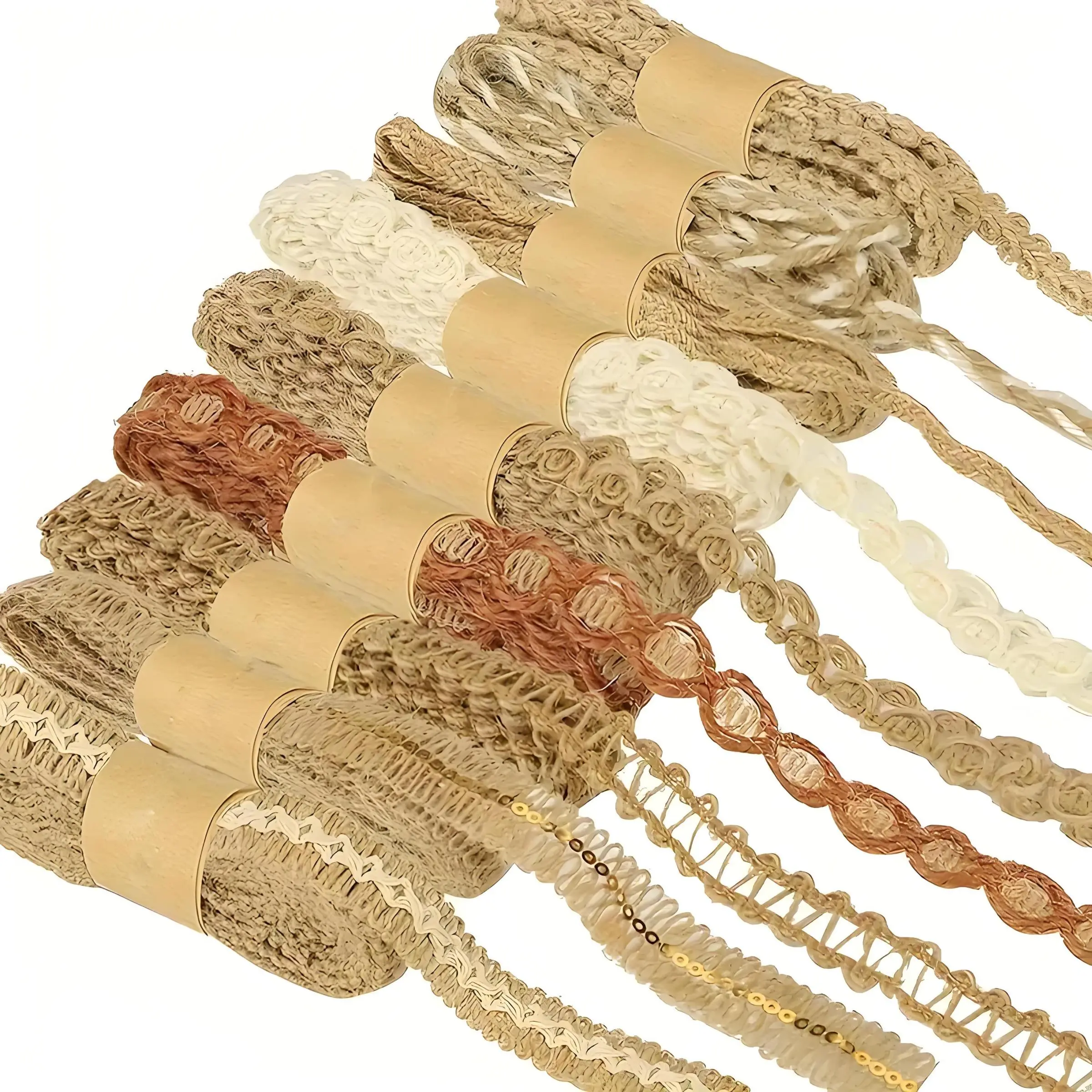 Jute Ribbon, 9 Counts/set Lace Craft Ribbon, Diy Decorative Ribbon, Multipurpose Decorative Ribbon Accessories for Crafts, Gift Wrapping Ribbon, Wraping, Gifts, Party, Holiday and Rustic Wedding Decorations, Plain Lace Trim