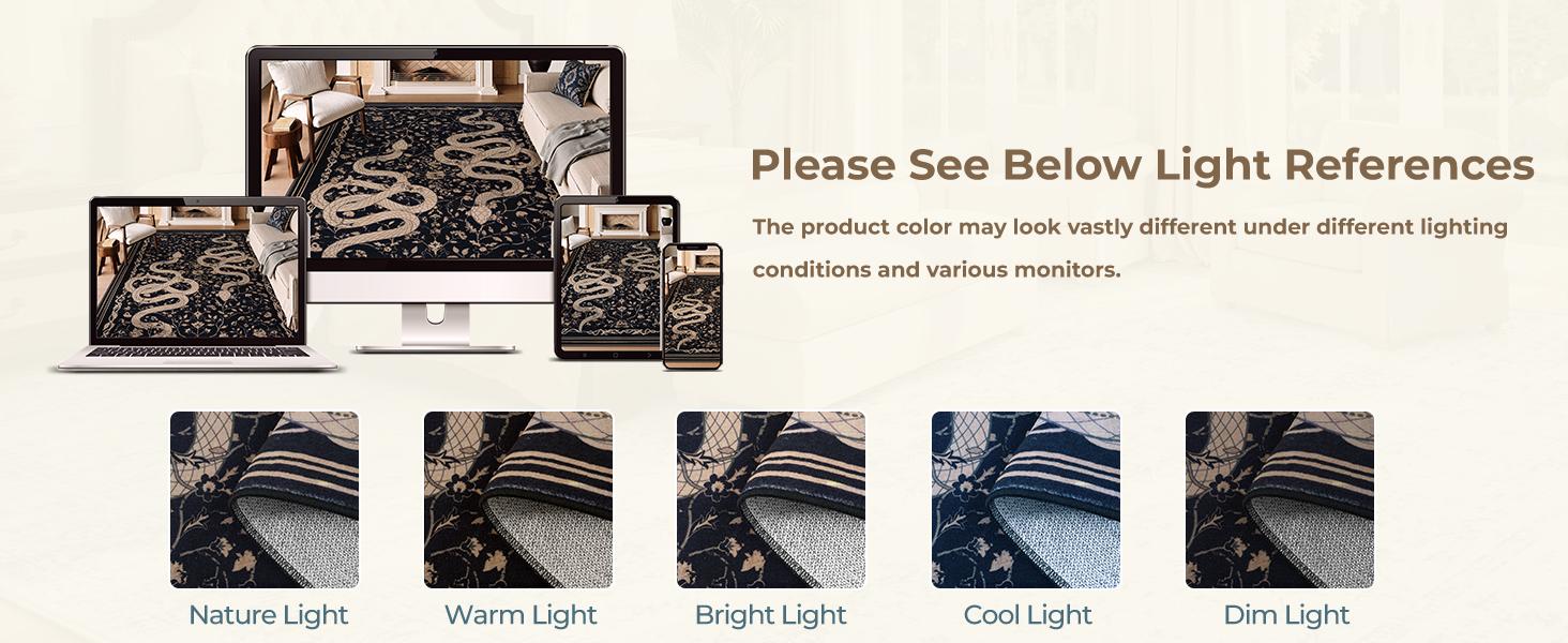 Lahome Washable Area Rug Large Snake Living Room Rugs, Soft Rug for Bedroom, Non-Slip Indoor Carpet for Dining Room Home Office