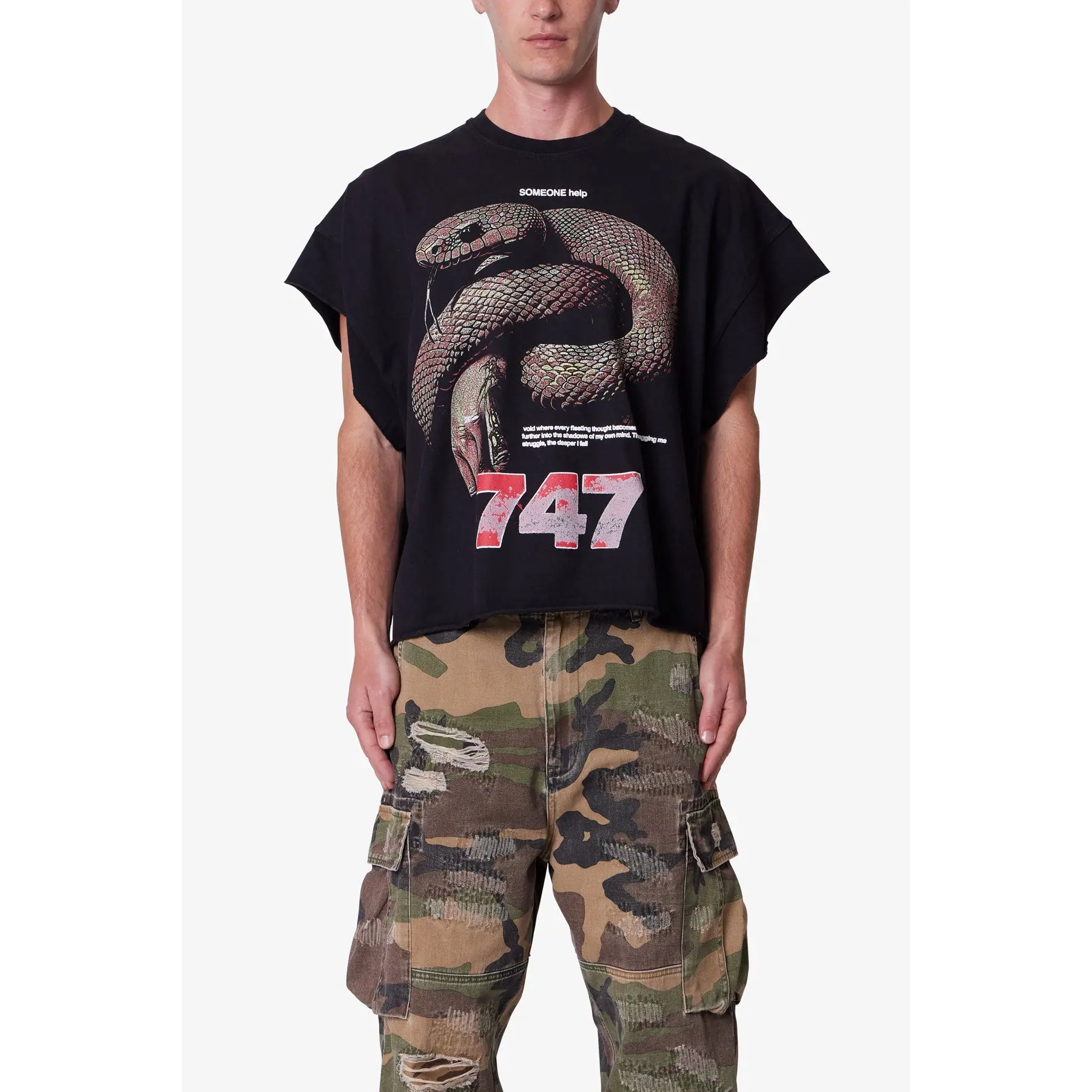 mnml Snake Cutoff Tee - Vintage Black mnml Snake Cutoff Tee - Vintage Black