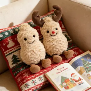Soft Reindeer Peanut Stuffed Plush 6 Inch – Cute Smile Design, Perfect Gift for Children