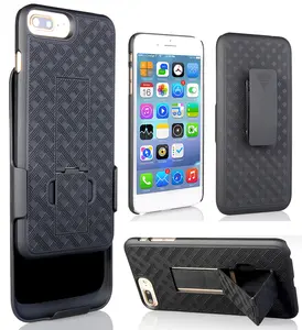 NAKEDCELLPHONE'S BLACK RUBBERIZED KICKSTAND CASE COVER + BELT CLIP HOLSTER STAND FOR APPLE iPHONE 7/8 PLUS (5.5")