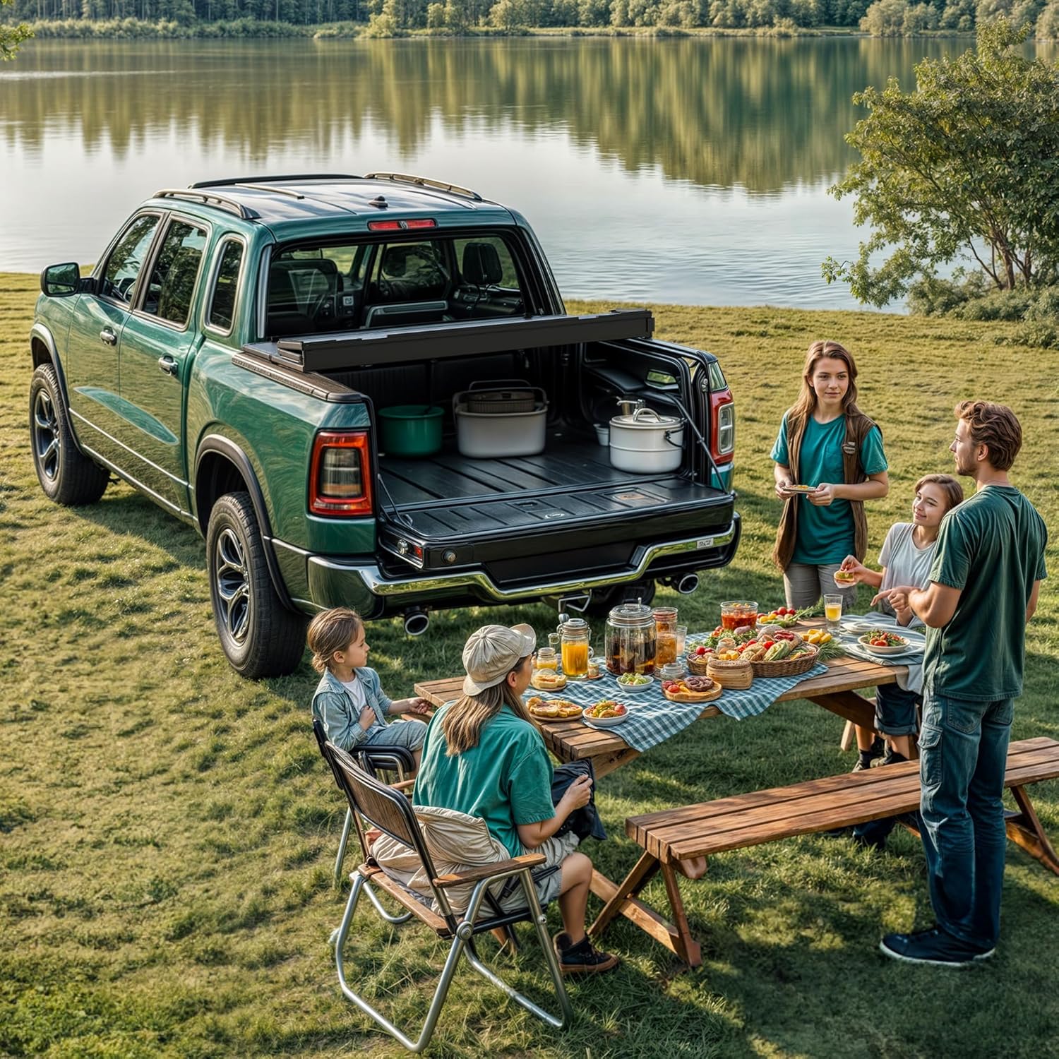 5.5ft Bed Quad Fold Hard Truck Tonneau Cover for Ford F-150 F150 2015-2025 Heavy-Duty Aluminum Alloy Bed Cover