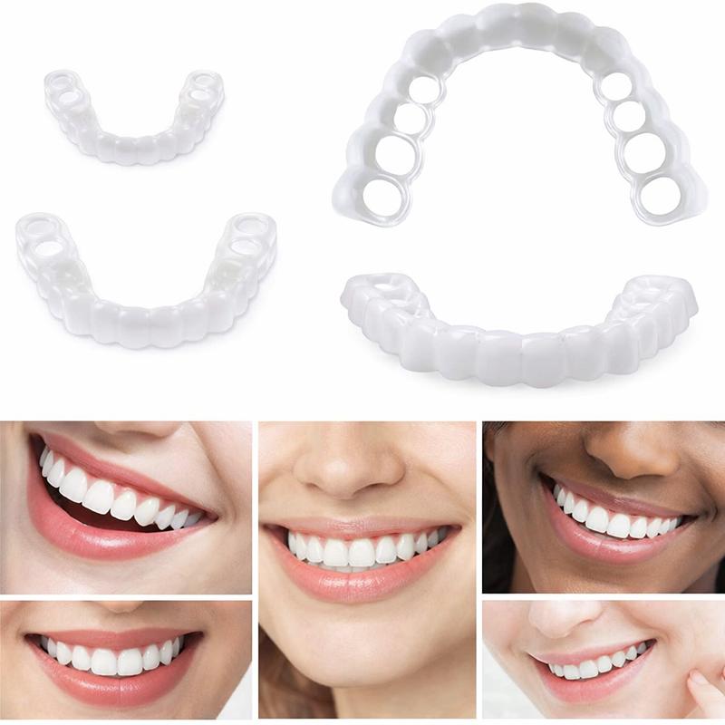 【3 PAIRS】Universal Porcelain-Look Smile Mask  2026 Family Value Set - Reusable Snap-On Fake Teeth for Men & Women (Upper)