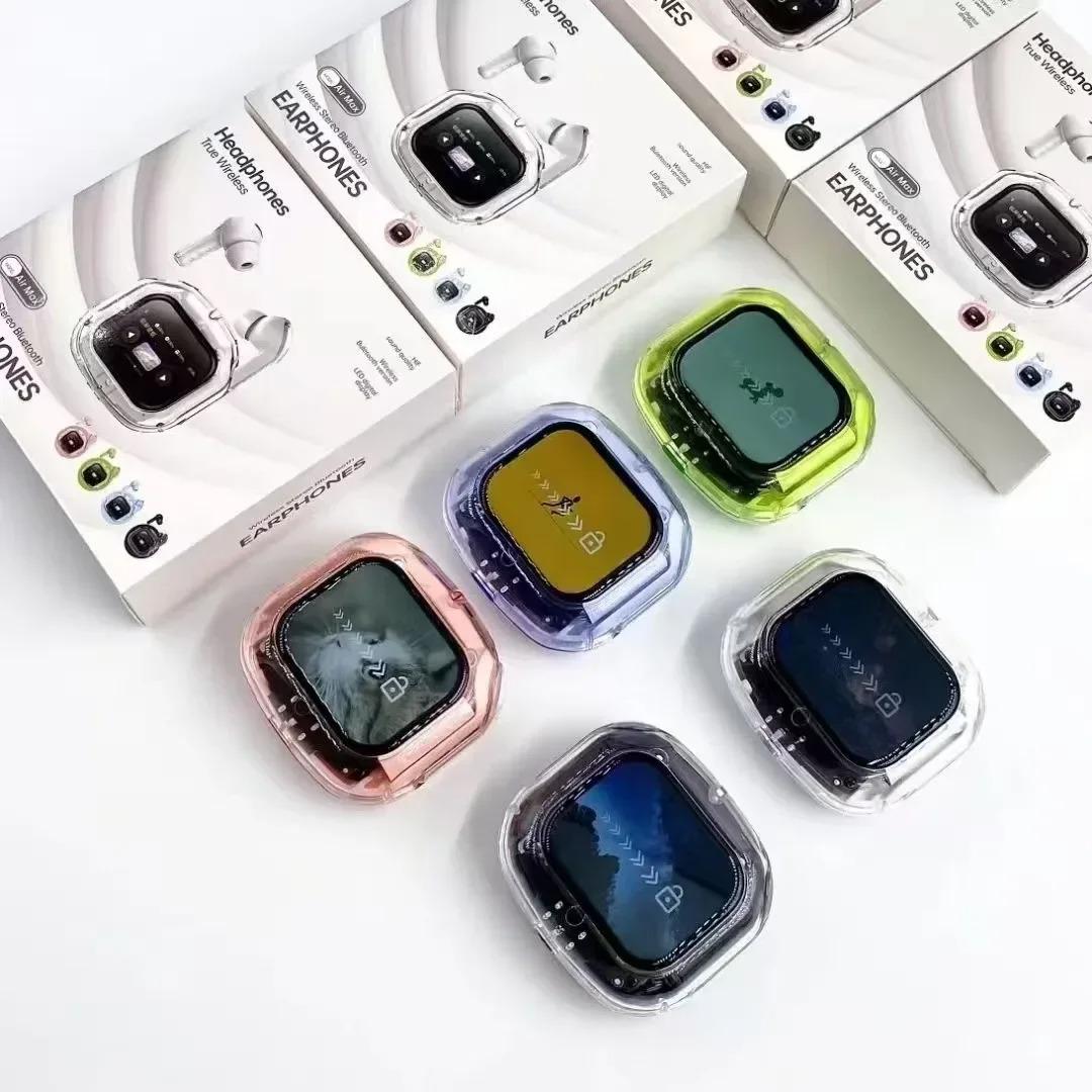 Wireless Bluetooth compatible earphones, smart touch color LCD screen, TWS earbuds, HIFI noise cancelling stereo earphones