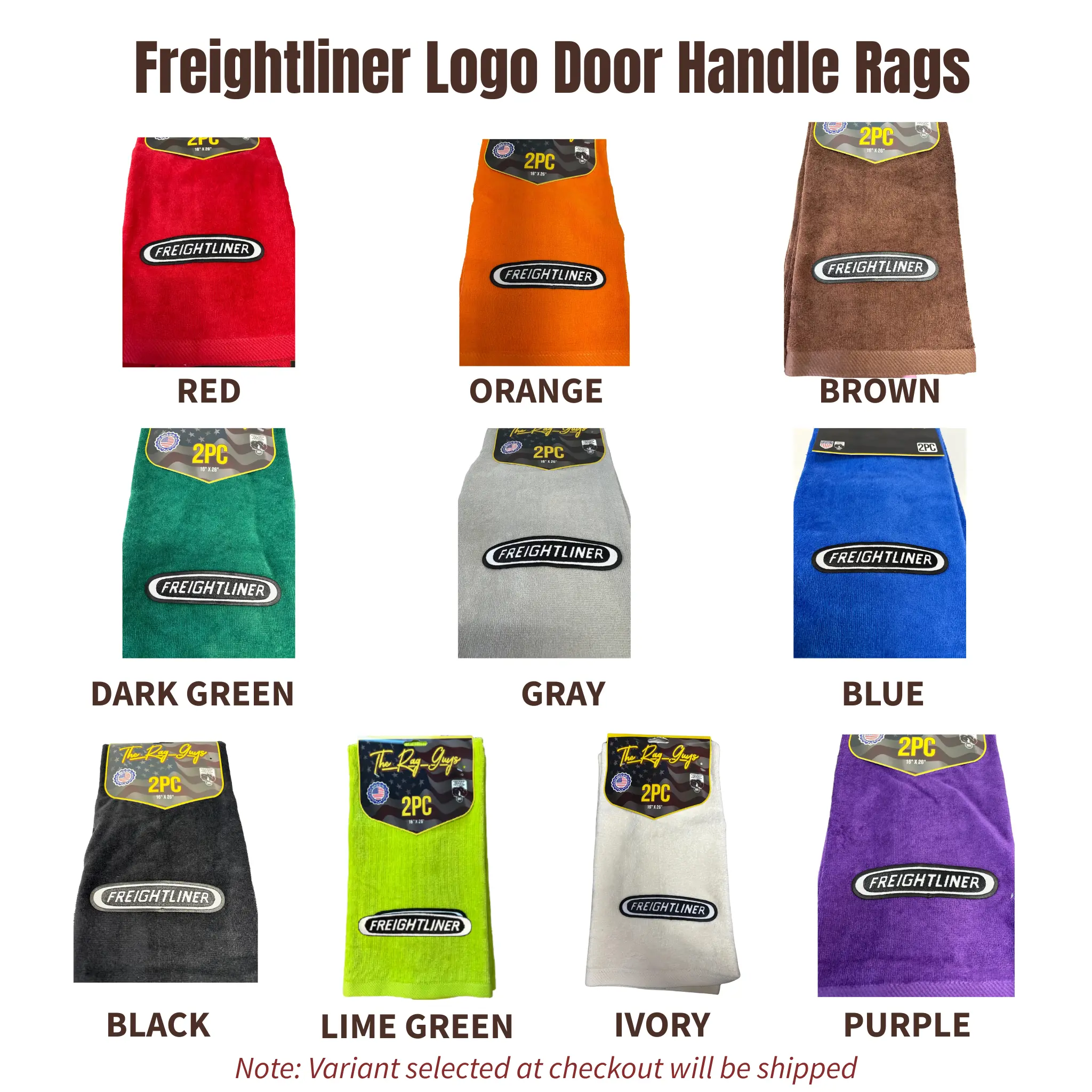 Freightliner Logo Cotton Velour Door Handle Rags - 16"x26", 2-Pack, Multiple Colors, Bathroom Cleaning Towels for Protecting Surfaces, Protect