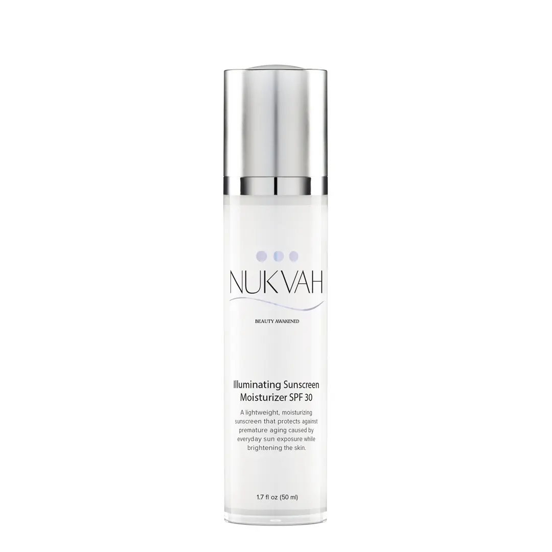 NUKVAH Illuminating Sunscreen Moisturizer SPF 30 - Lightweight Hydrating Formula with Aloe Vera & Avocado Oil for Daily Use Facial Brightening