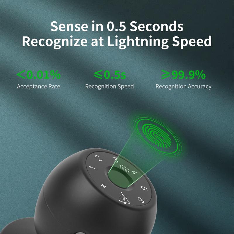 Smart 5-in-1 Fingerprint Door Lock with One-Touch Activation Five Unlocking Technologies Fingerprint Numeric IC Card Key Mobile Unlock