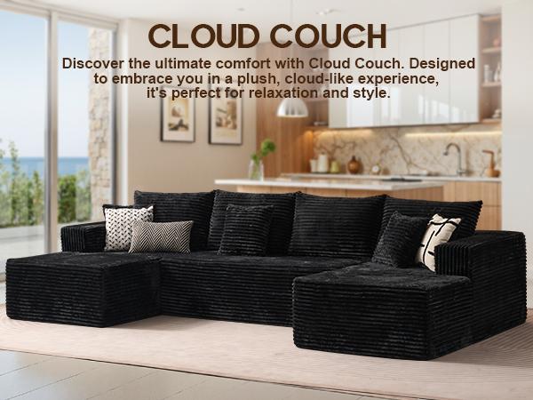 135" Oversized U Shaped Cloud Couch Sectional Sofa with Chaise Modern Modular Sofa with Lounge Chairs Upholstered Boneless Couches for Living Room Bedroom Plush Corduroy Fabric【3 Packages Shipping】 135" Oversized U Shaped Cloud Couch Sectional Sofa with Chaise Modern Modular Sofa with Lounge Chairs Upholstered Boneless Couches for Living Room Bedroom Plush Corduroy Fabric【3 Packages Shipping】