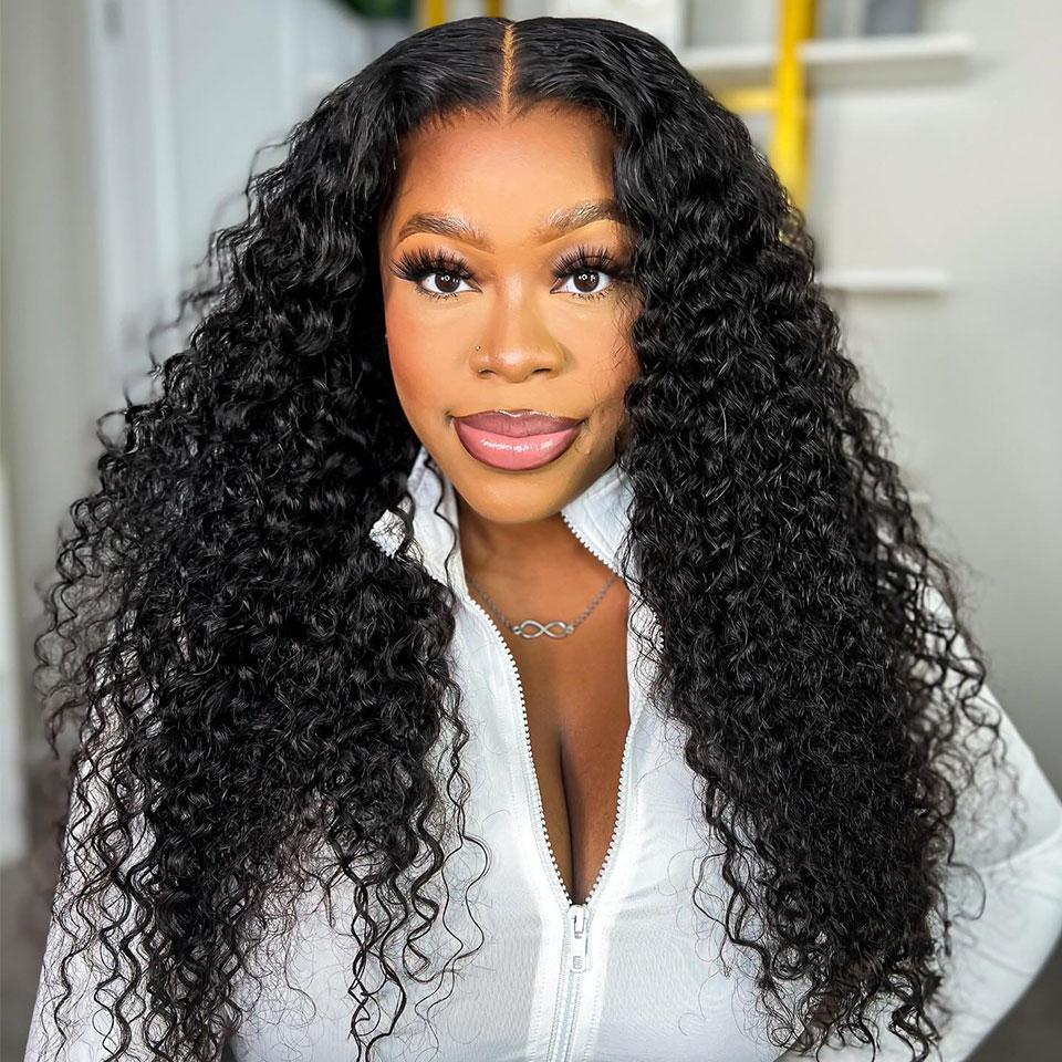 MORE FACE Wear And Go Glueless Wigs Water Wave Pre Cut 4*6 HD  Lace Closure Wig Human Hair Pre Bleached Beginner Friendly