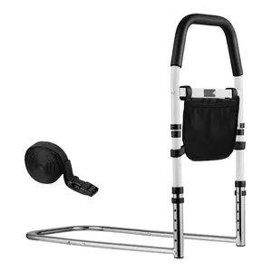 Bed Rail For Elderly And Patients, Bedside Safety Rails With PU Handrail, Adjustable Height Pipe Bedside Cane, High-Strength Carbon Steel Bed Bars For Seniors, Hospitals, Home Use, Fits King, Queen, Full, Twin, Mattress