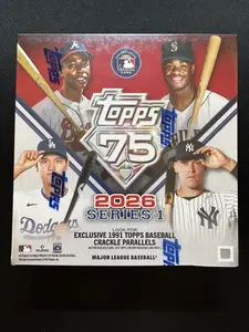 Topps 2026 Series 1 Topps 75 Exclusive 1991 Crackle Parallels Major League Baseball Trading Cards 14 Packs Per Box 196 Total Cards