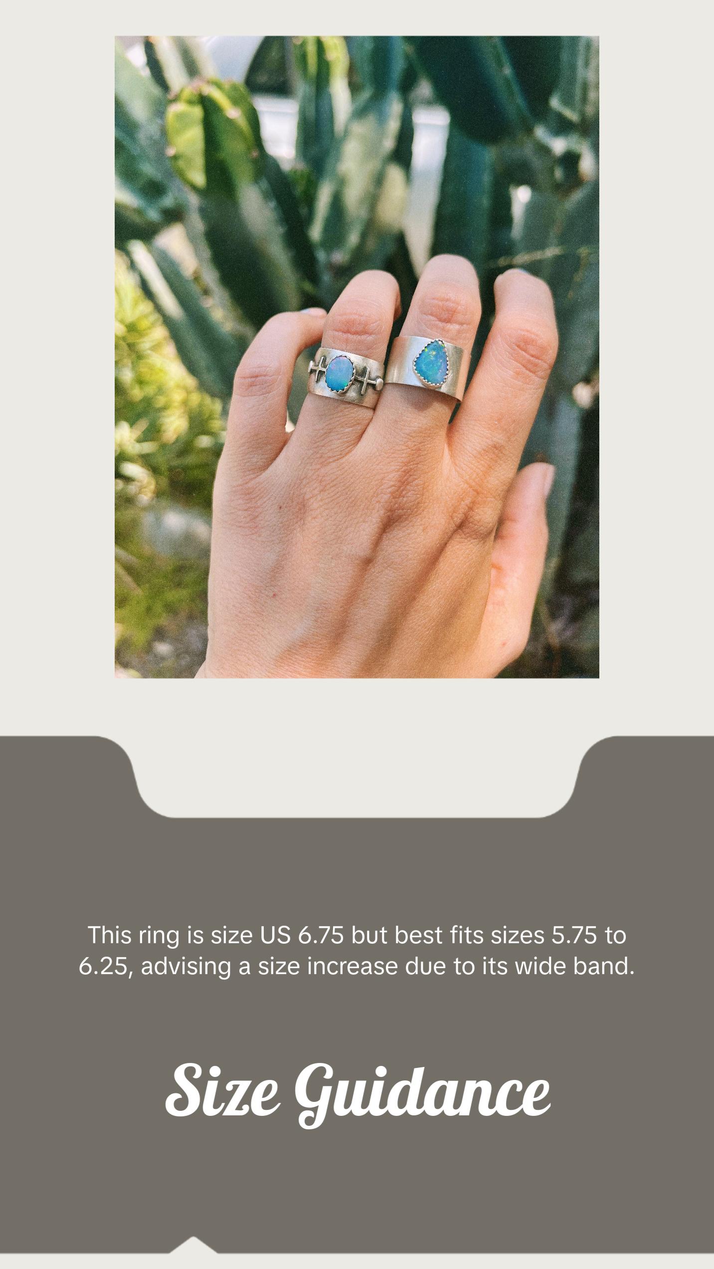 geometric opal domed silver ring - size 6.75