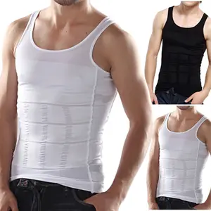 Men Compression Vest Body Shaper Tummy Control Tank Top Breathable Workout Gym Fitness Shapewear Undershirt Sleeveless Round Neck Running Sportswear Stretchy Quick Dry Athletic Training Muscle Tee Abs Abdomen Tight Comfortable Base Layer Tops