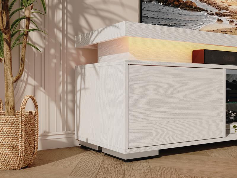 Yitahome TV Stands for Living Room, Modern Entertainment Center w/Power Outlets, LED Television Stands with Storage, Wood TV Stand, Gaming Media Stand