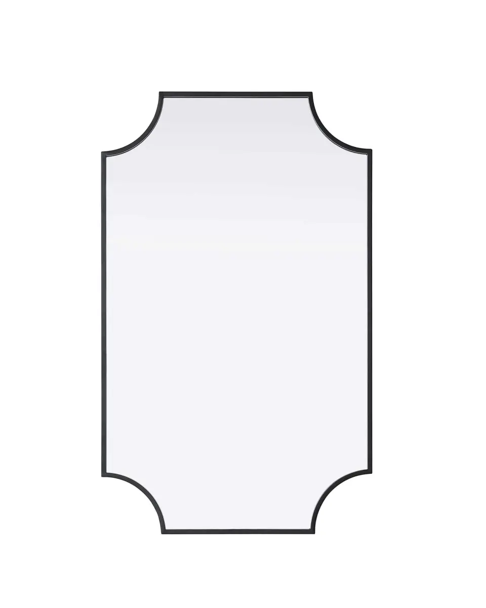Elegant Kitchen & Bath MR3D2236BLK 22 x 36 in. Rectangle Notched Metal Mirror, Black