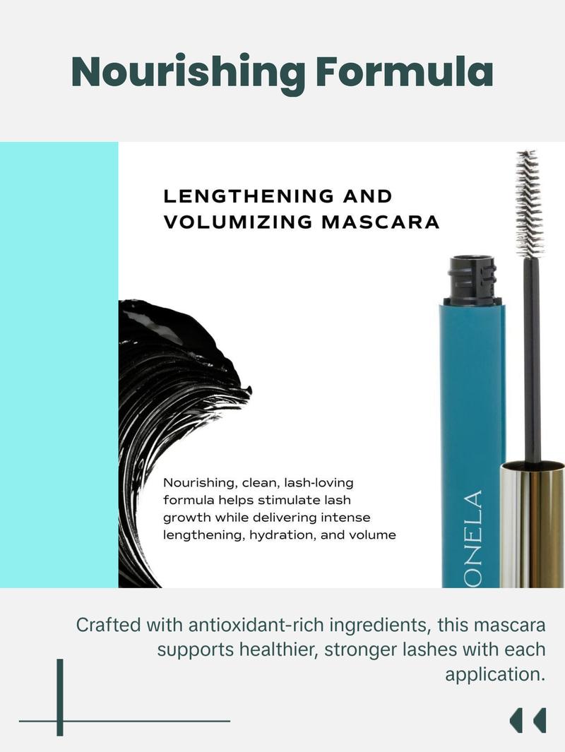 Sonela Mindfull Lashes Lengthening Mascara – Smudge-Proof, Long-Lasting Deep Black Formula for Fuller, Lifted, Curled Lashes | Everyday Makeup Essential