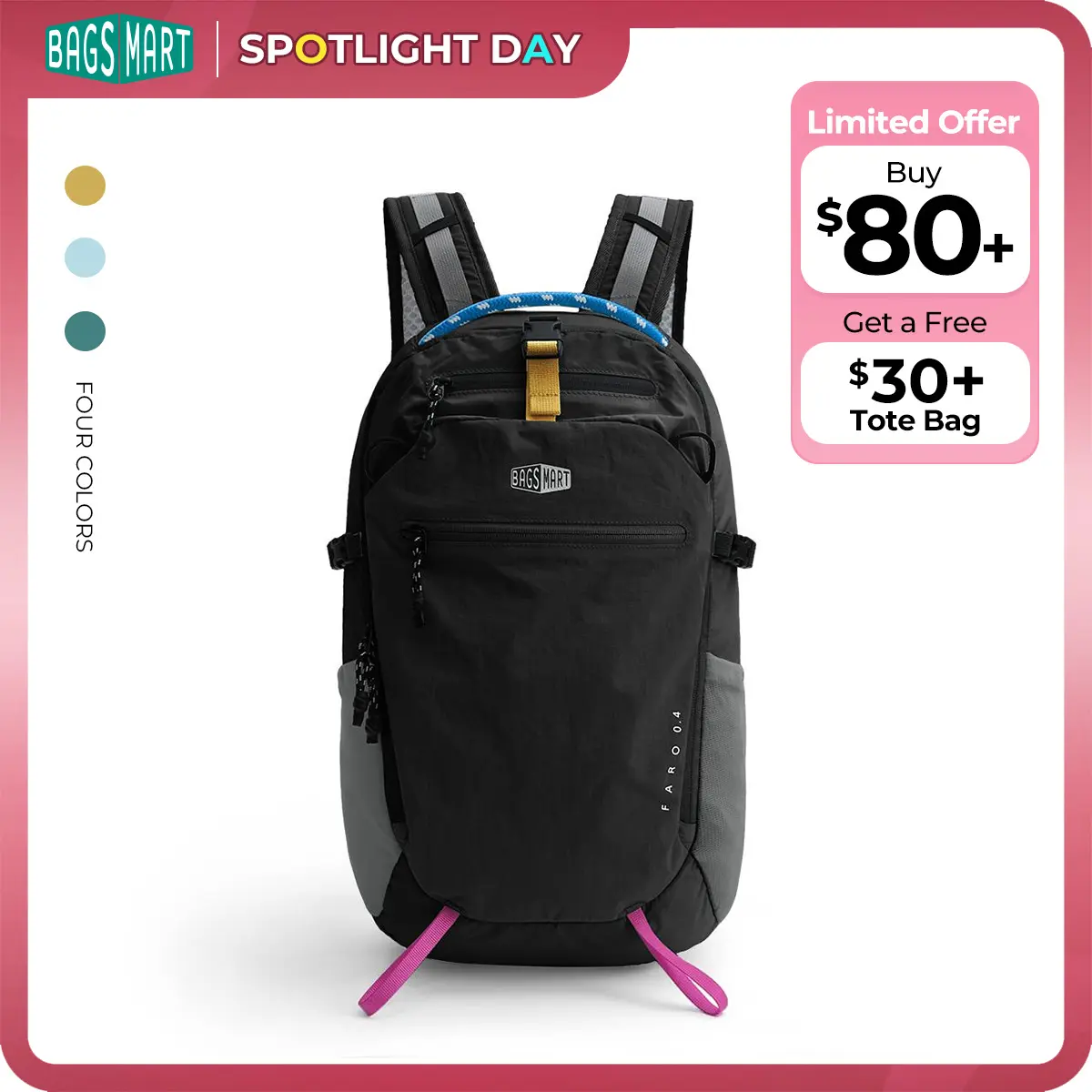 【New In】BAGSMART FARO Ultra-Light 20L Backpack with 3D Breathable Panel & Water-Resistant Pockets for Everyday Adventure Summer Sale &Spotlight Day tiktokshopbacktoschool