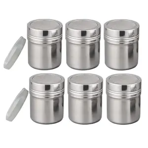 6 Pcs Powder Shaker with Lid,Stainless Steel Fine Mesh Shaker,Ideal for Sifter Cocoa,Cinnamon Powder,Icing Sugar,Chocolate Coffee,Valentine's Day Gifts,Hand Tools Kits