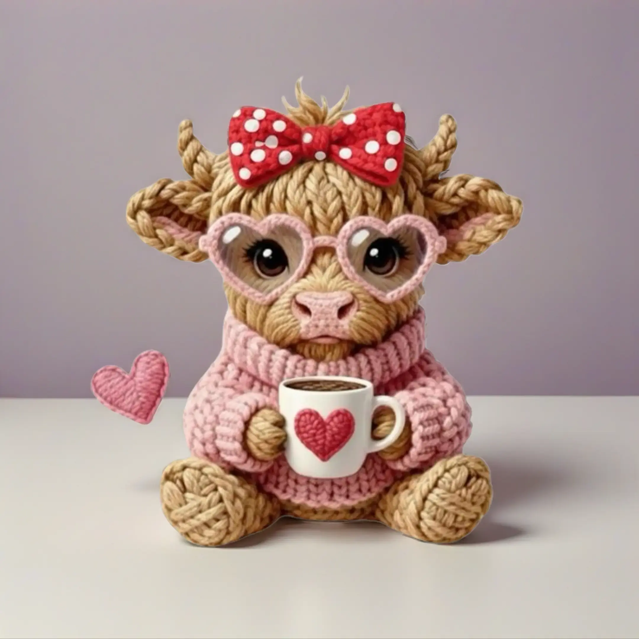 Highland Cow, Yarn Heart Highland Cow - DTF Transfer - THIS IS NOT A T-Shirt or Digital Product