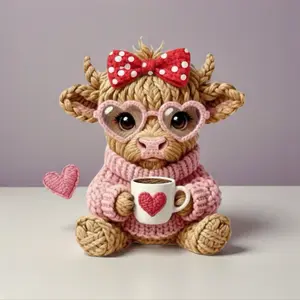 Highland Cow, Yarn Heart Highland Cow - DTF Transfer - THIS IS NOT A T-Shirt or Digital Product