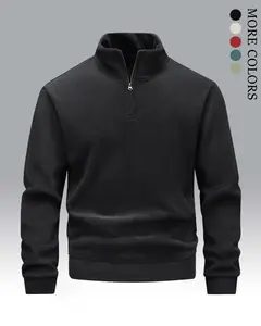 Men's Autumn/Winter Base Layer - German Fleece Quarter-Zip Stand Collar - Warm & Comfortable Cotton Jacket for Hiking Camping & Casual Wear