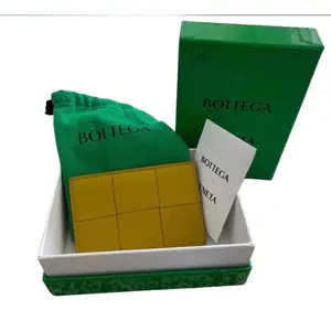 Pre-owned Bottega Leather Wallet Veneta Cassette Card Holder Yellow