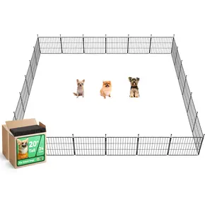 FXW MiniPaws Unleashed Dog Playpen, Indoor Exercise Pen with Expandable & Portable Design, 20"/24"/32" Height, 24/32/48 Panels, for Puppies and Small & Medium Dogs, Black