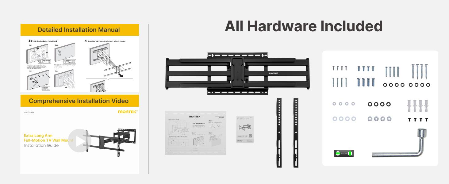 Long Arm TV Wall Mount for 43-95 Inch TVs, 42.5 Inch Extension, Swivel and Tilt, Full Motion, VESA 800 x 400mm, 132 lbs, 16',18' Studs Long Arm TV Wall Mount for 43-95 Inch TVs, 42.5 Inch Extension, Swivel and Tilt, Full Motion, VESA 800 x 400mm, 132 lbs, 16',18' Studs