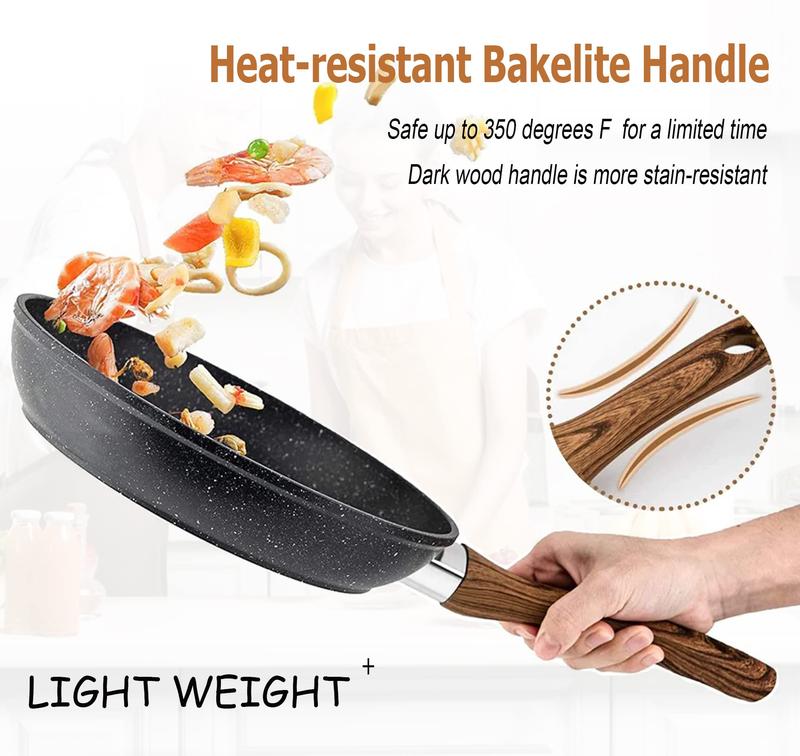 Kitchen Academy Set of 30 Pieces - Induction Cookware with Nonstick Granite Stone Coating, Includes 5 Casserole Lids, Various Woks and Frying Pans