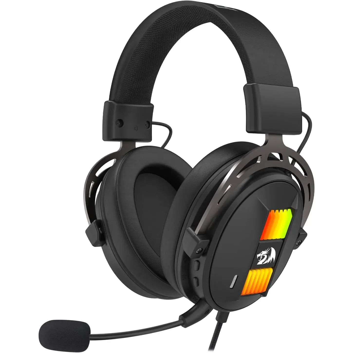Redragon H375 Wired Gaming Headset, 53mm Drivers, 7.1 Surround Sound, Detachable Noise-Cancelling Mic, USB RGB Computer Headset, Lightweight for PC/Laptop/PS4, Gaming Headsets