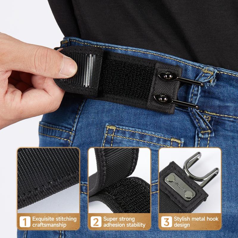 EDC Tool-Hanging Buckleless Belt, 2026 New Metal Hook Elastic Belt, Unisex Adjustable Buckle-Free Invisible Waist Belt (Black Letter R Style)