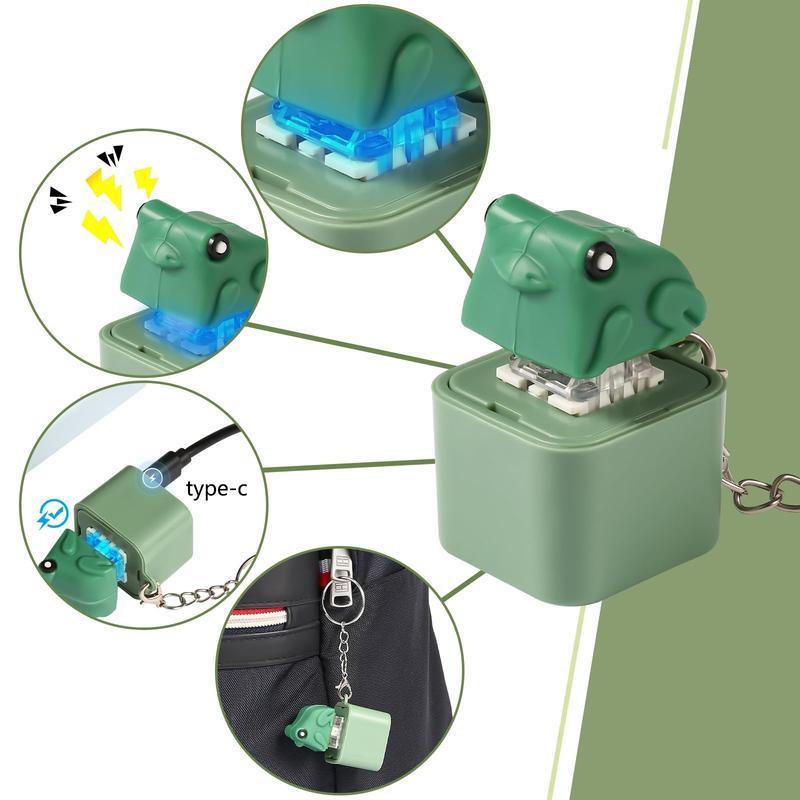 [Christmas Gift] Lizard keychain,Spinning Quack Duck Keychain & Frog Croaking - Realistic Sounds LED Lights Fidget Toy for Stress Relief Focus Kids Adults Portable Sensory Item