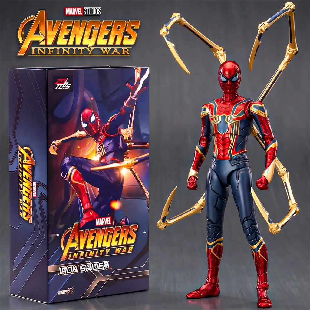 Marvel Spider-Man Iron Spider 7-Inch Action Figure, Avengers: Infinity War Collectible with 4 Mechanical Legs, Web Effects, and Stand collect toy