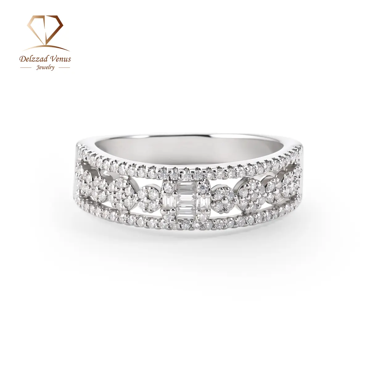 Delzzad 0.4ct Stellar Lattice Antique Lace Charm Ring Wedding Band VVS Synthetic Moissanite Ring Jewelry Copper Band Perfect Birthday Engagement Wedding Anniversary Christmas Valentine's Day Mother's Day Gift