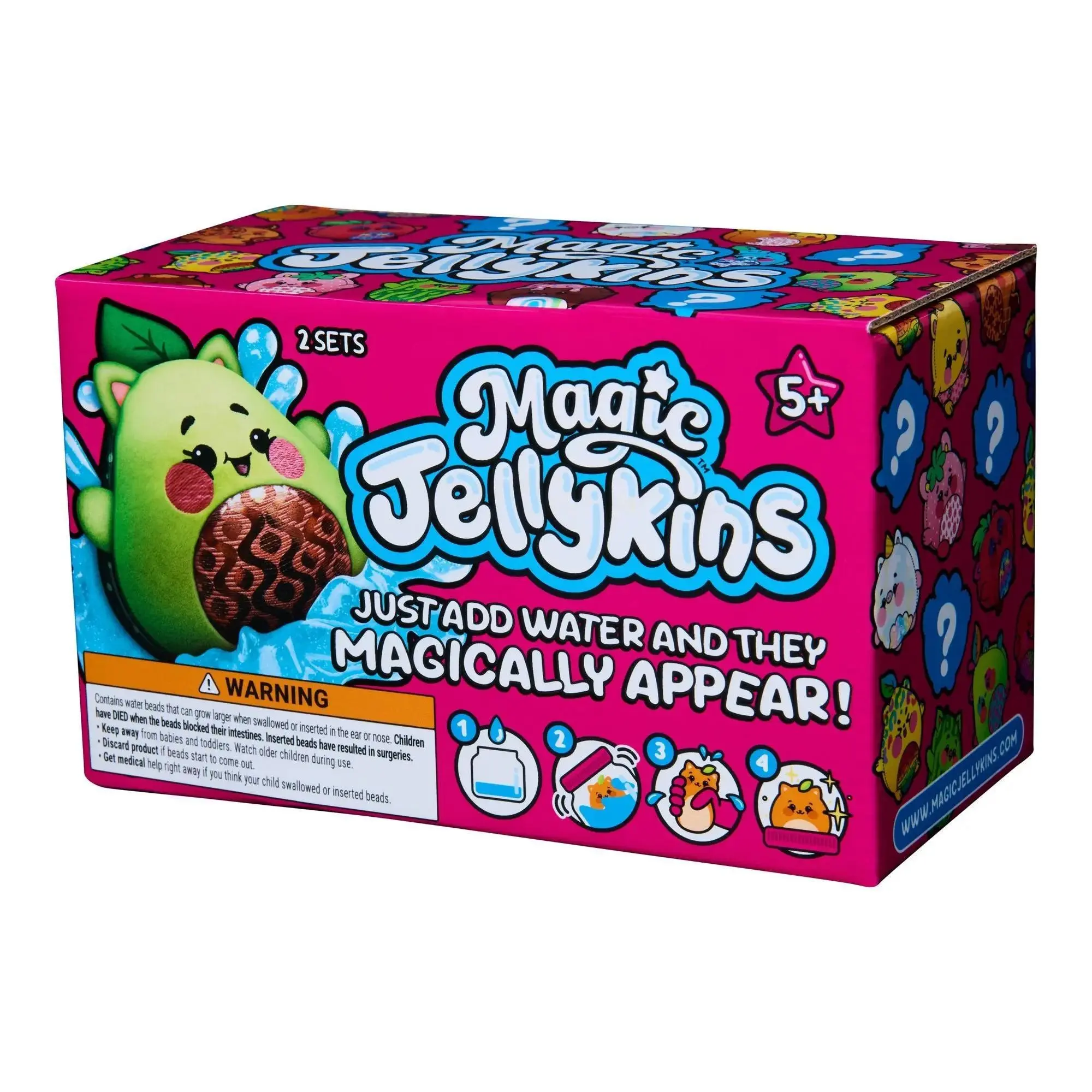 Magic Jellykins Water Reveal Surprise Squishy Character Set, Mystery Jar Soft Plush Sensory Fidget Toy, Fun Collectible Squeeze Toy Gift for Kids Ages 5+