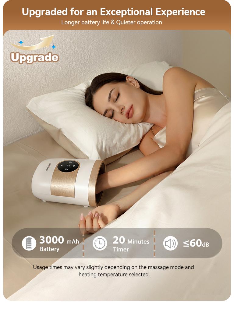 [Plus Model] CINCOM White Gold New Hand Massager, Rechargeable Finger Soother with Adjustable Comfort Settings, Soothing Warmth, User-Friendly Display—Perfect for Relaxation and an Ideal Gift for Loved Ones