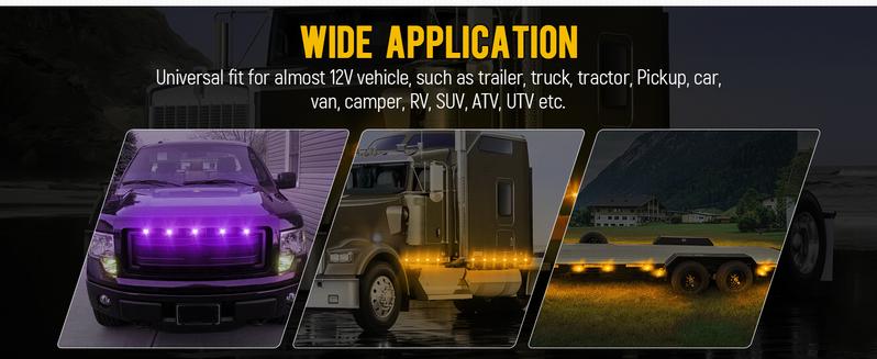 Partsam Dual Color LED Marker Light Amber to Purple, 3/4" Round, Pack of 10