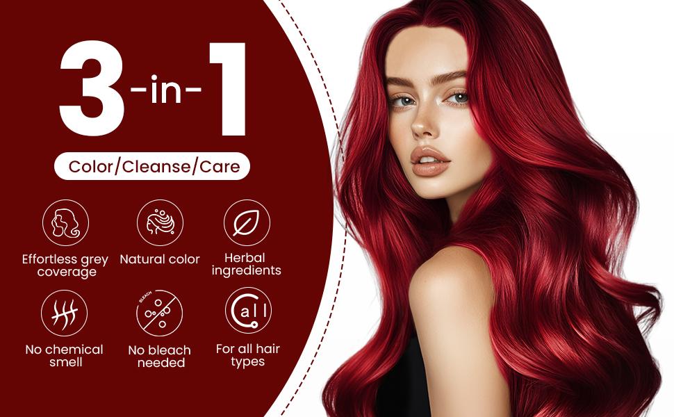 AngeRose Hair Color Shampoo, Hair Dye Shampoo, Instant Grey Hair Coverage, Wine Red, Chestnut Brown, Purple, Perfect Gifts for Women&Men