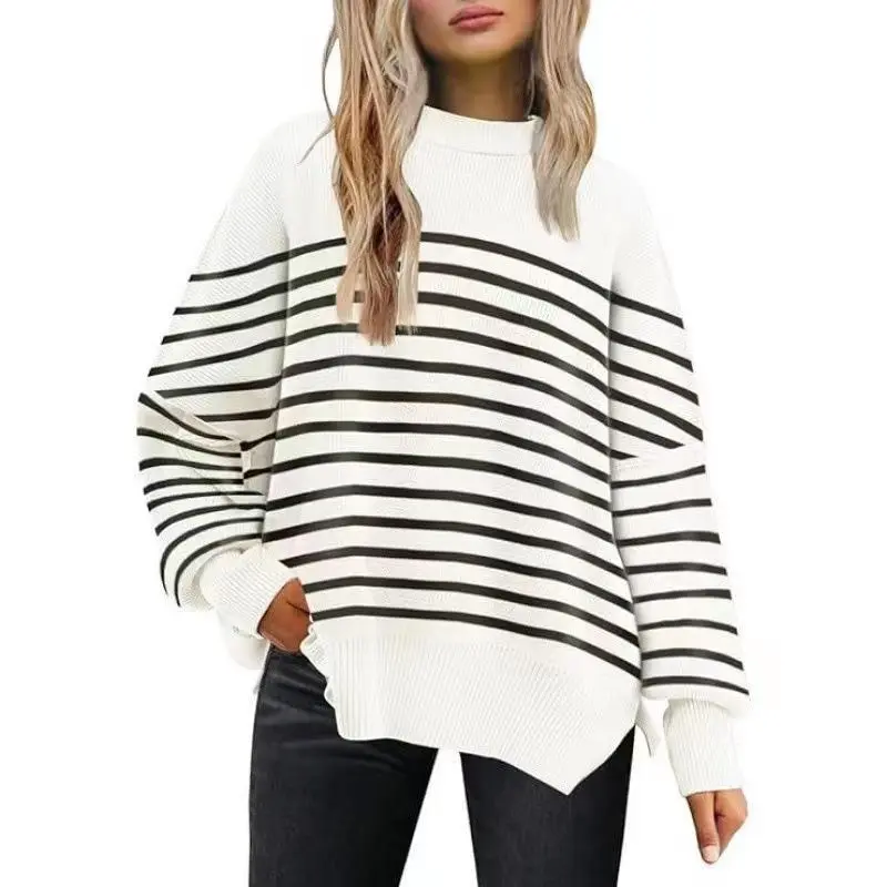 Women's Crewneck Batwing Longsleeve Ribbed Knit Tunic Sweater - Casual Minimalist Chic Basic Streetwear Pullover, Side Slits, Standard Sizes, Burgundy, Machine Washable, Fall Winter Sports Outerwear, Check